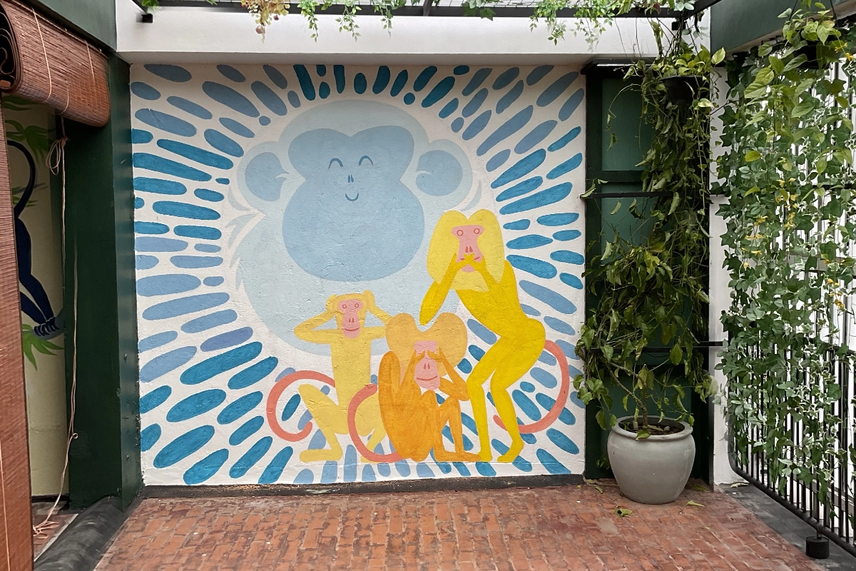 Playful Monkey Family Mural - Children's Wall Art Design